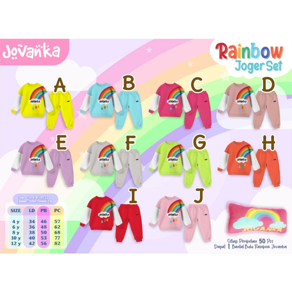 SETELAN ANAK UNISEX JOVANKA RAINBOW JOGER 4-12th