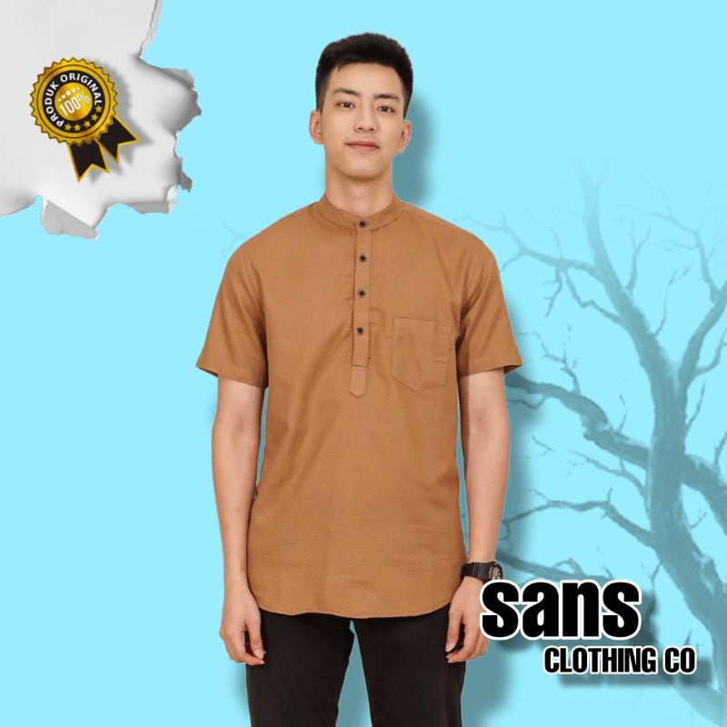 Kemeja Koko Shanghai Khaki | Baju Koko Shanghai Khaki E-1424C Sans Clothing Co.