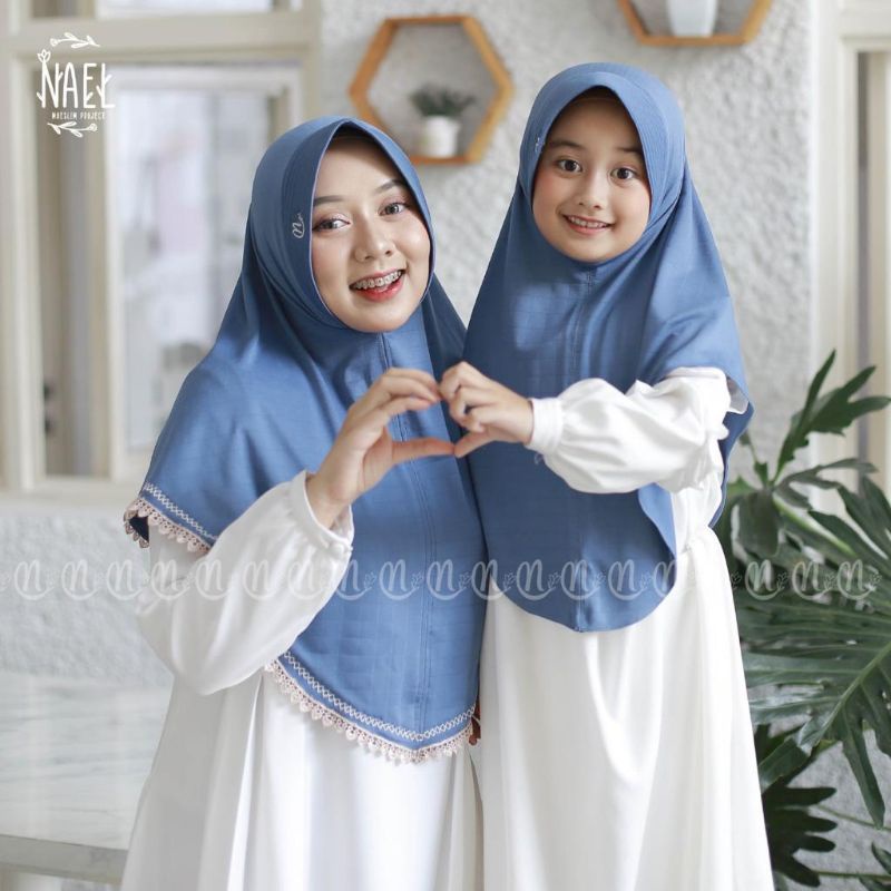 (Ori Nael) MAUREEN •hijab instan jersey berdine•bergo pet list renda