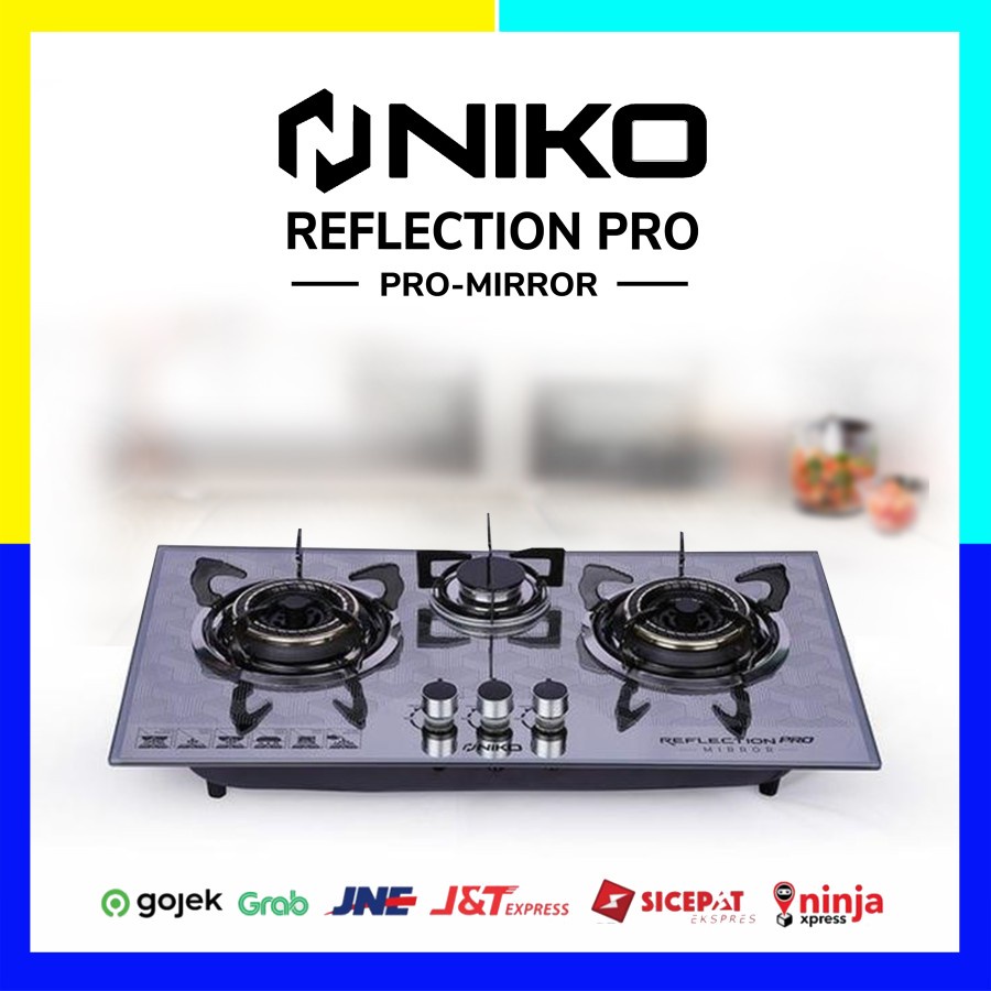 Niko Kompor Gas Kaca Tanam 3 Tungku Reflection PRO MIRROR - Garansi 1 Tahun