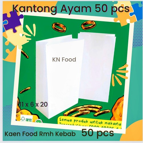 

Paper Bag -Kantong Kertas- kantong kertas putih- Kantong Burger 100 pcs