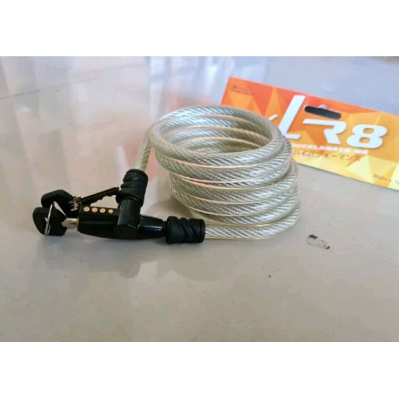 kunci baja pengaman gembok spiral merk xlr8 taiwan anti maling panjang 1.75 meter untuk sepeda pagar motor pintu sepeda mtb roadbike road bike lipat