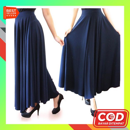 Rok Panjang Polos Muslim Model Susun Bahan Katun Cigarete Tebal Rok Panjang / Rok Muslim / Rok Flare