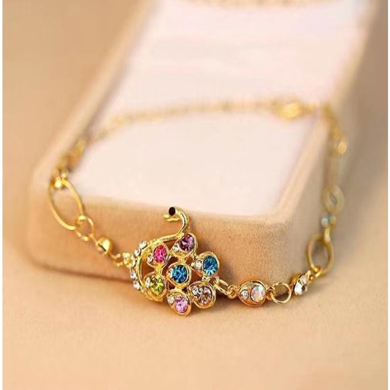 (Hello Girl)G01 Gelang Tangan Motif Angsa Dazzling Permata   Wanita Import