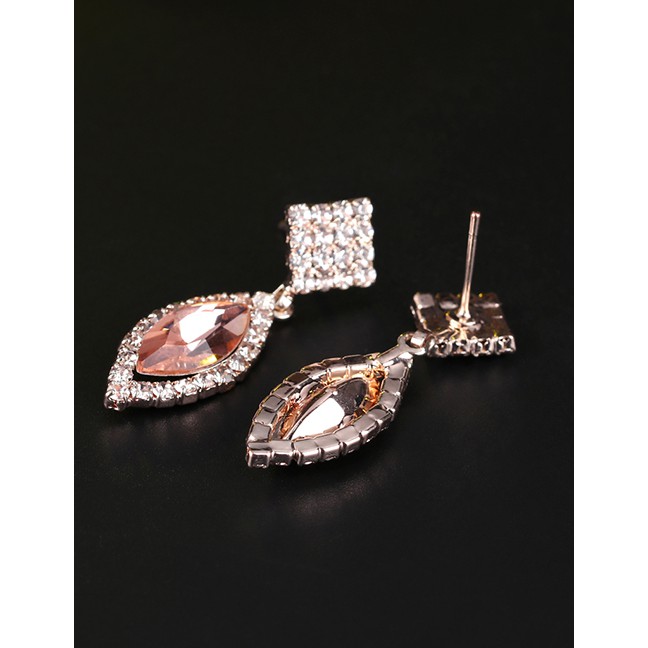 LRC Anting Tusuk Rose Gold Alloy Studded Geometric Earrings F72423