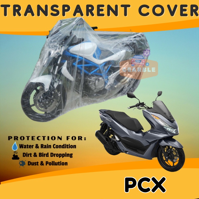 Sarung Cover Motor Plastik Transparan PCX Waterproof Jaket Tutup Mantel Motor Honda PCX Anti Air