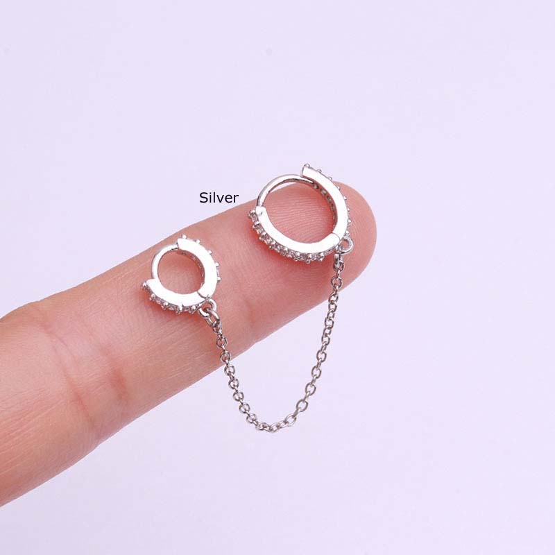 1 Piece Two Hole Piercing Earrings for Female Chain Earring Party Jewelry