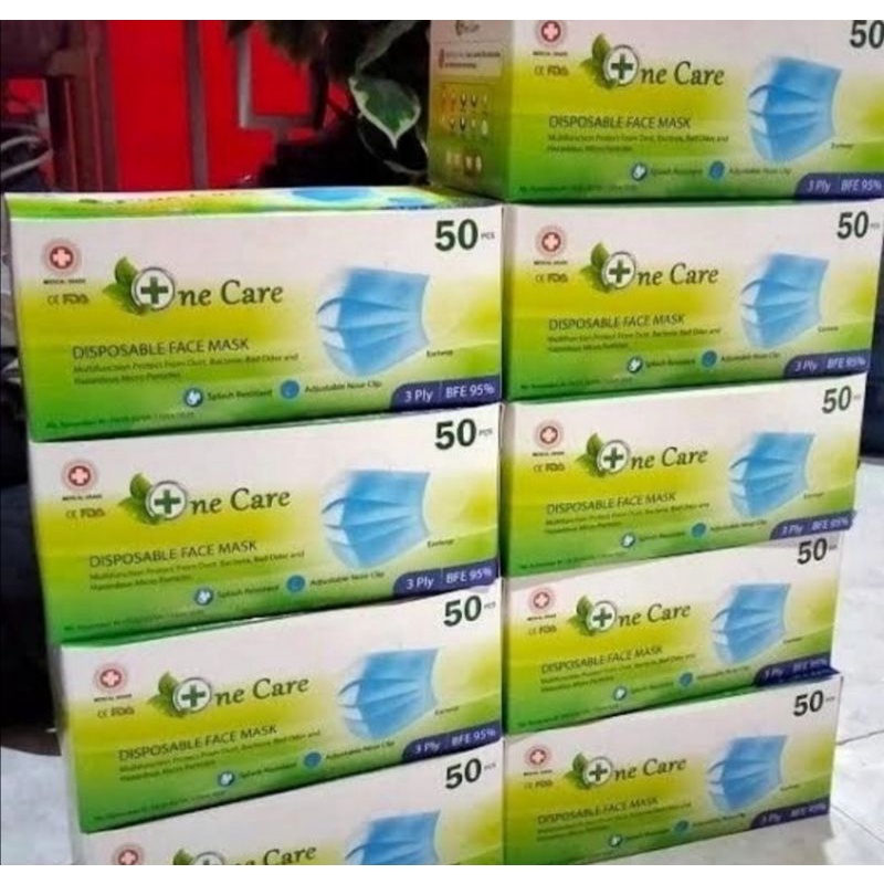 Masker 3 ply earloop Disposable face mask @50 pcs