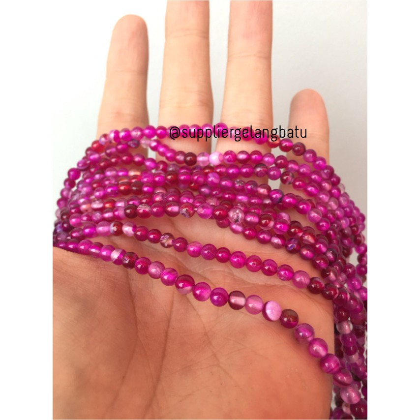 bahan batu 4mm Purple Agate glossy aksesoris korea gelang kalung batu aksesoris crafting pria wanita