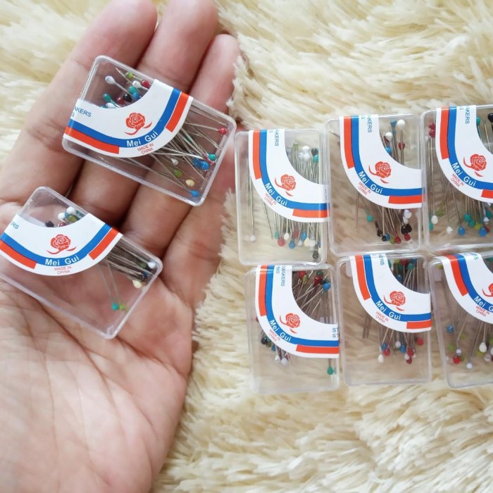 Jarum Pentul Mini Kecil Anti Karat Stainless Stell Premium Pin Hijab Bross 1 Box 45 Pcs Murah Japan Quality Kualitas Import