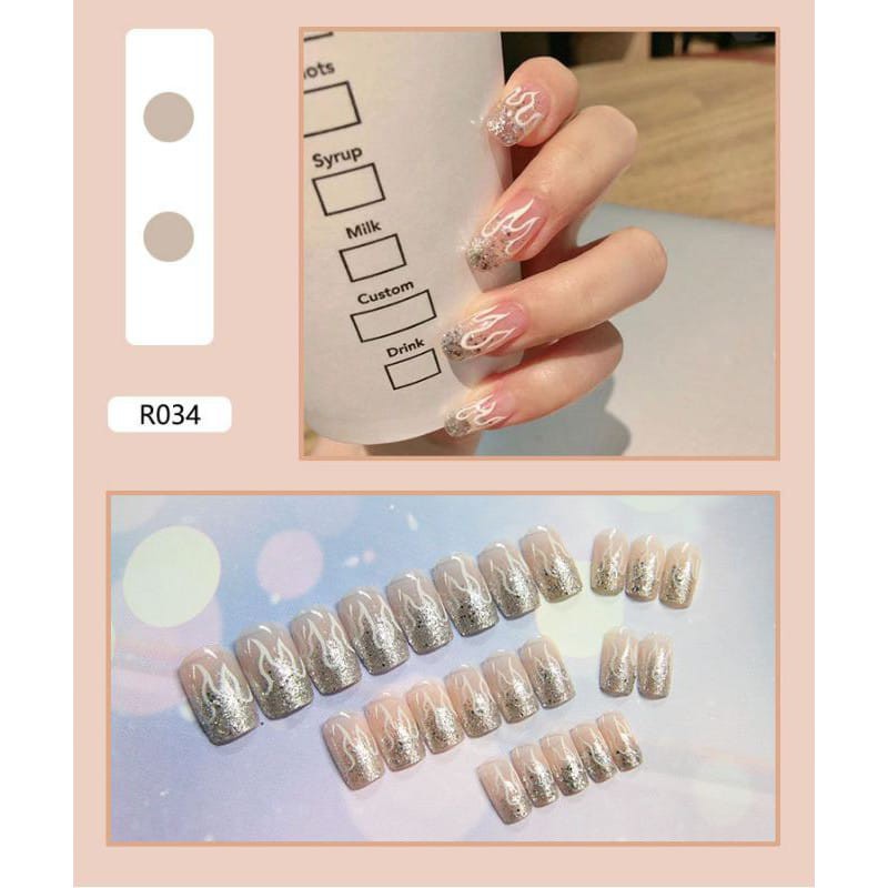 {R021-R040} kuku palsu fake nail art kode R [isi 24pcs + lem + box] kuku palsu R-Fake nail art R