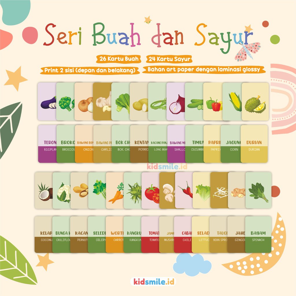 Flash Card Kidsmile BUAH SAYUR Mainan Edukasi Anak Flashcard Anak Flash Card Anak Flashcard Kidsmile