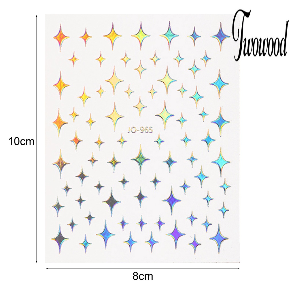 Twowood Stiker Kuku Tahan Air Motif Bunga / Kupu-Kupu / Hati Untuk Nail Art DIY