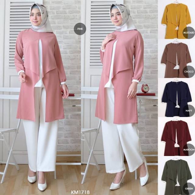 TUNIC SLEEK DRAPS FIT TO L BAJU TERBARU ATASAN WANITA REAL PICTURE DRESS MUSLIM TRENDY ORI ORIGINAL