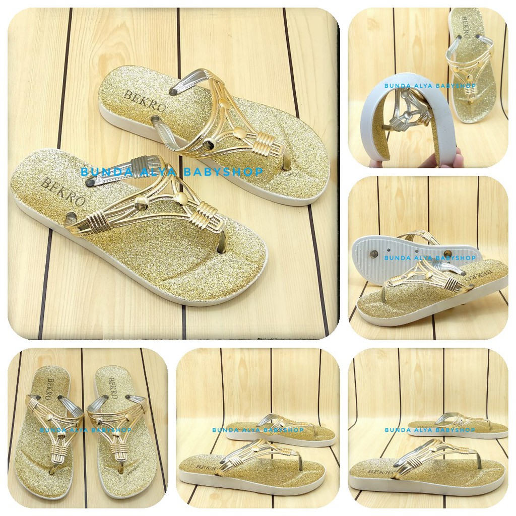 Sandal Wanita Jepit GOLD Size 36 - 40 - Sendal Jepit Perempuan Casual Flat - Sandal Cewek Trendy