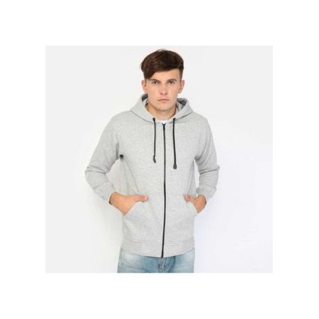 Jaket Pria Polos Light Grey Zip Hitam Terbaru Tersedia Ukuran M L XL XXL
