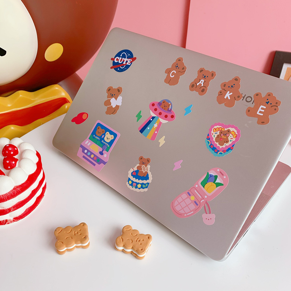 Stiker DIY kartun beruang lucu Korea