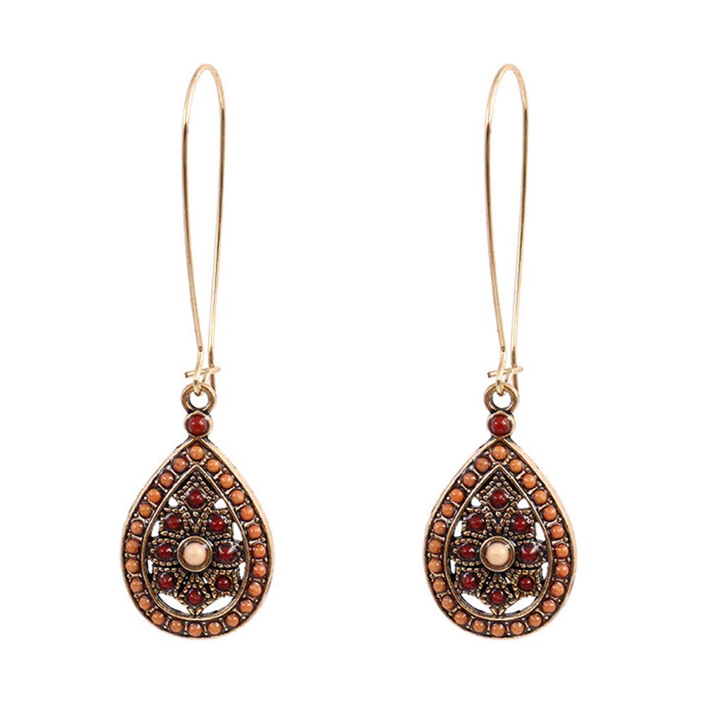 Hu Hu Hu Hu Hu Alat Bantu Pasang Kacamata♡ Anting Kait Gantung Desain Tetesan Air Hollow Hias Manikmanik Turquoise Imitasi Gaya Bohemian Untuk Wanita