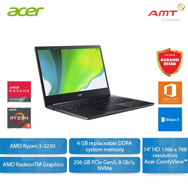 ACER Aspire 3 A314-22-R3RG/R890 Ryzen 3 4GB AMD Radeon 256SSD W11