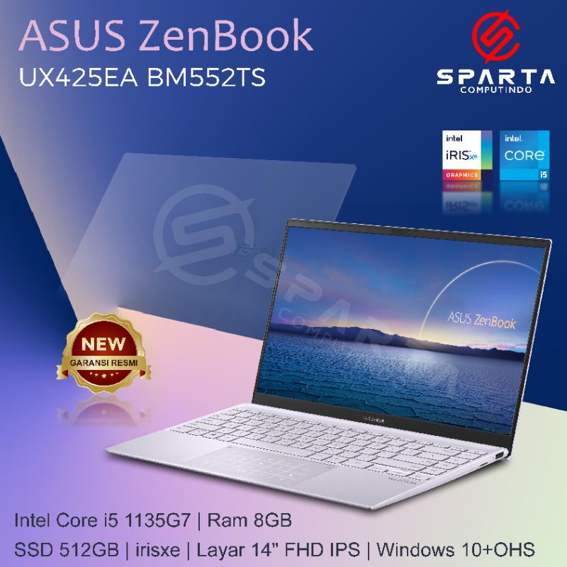 Laptop Asus Zenbook UX425EA BM552TS Core i5 Gen 11 Ram 8 GB SSD 512 GB Intel IrisXe Graphics New