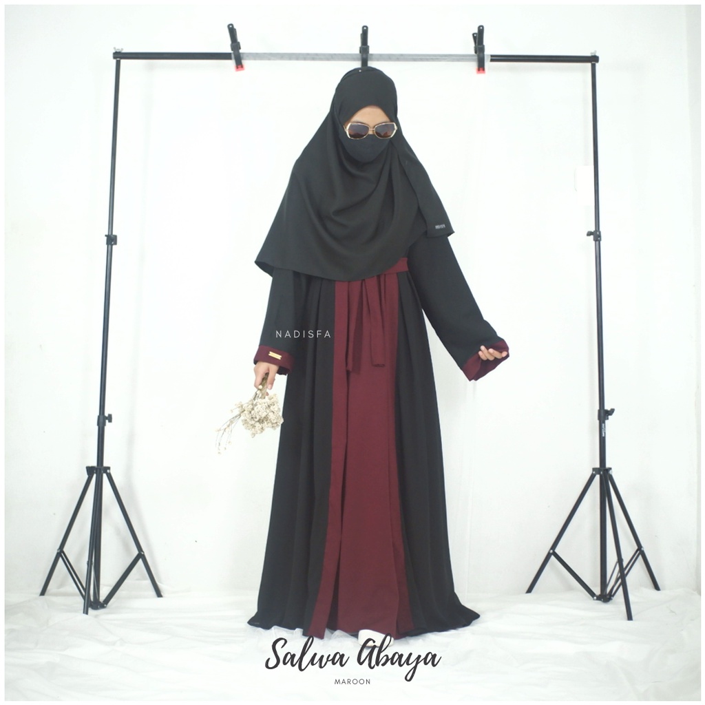 SALWA ABAYA XS,S,M,L,XL KOMBINASI OUTER ABAYA UMROH HAJI