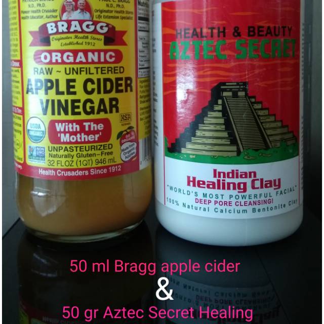 Bragg apple cider vinegar acv Cuka apel Aztec Secret Healing Clay Pore komedo masker share Makassar