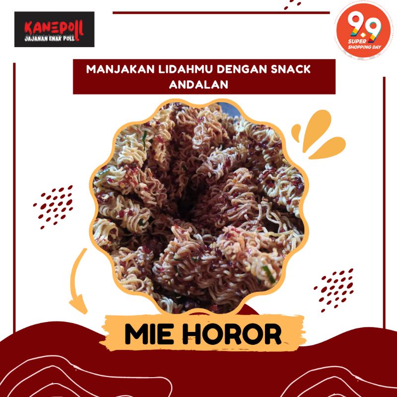 MIE HOROR PEDAS (KEMASAN BOX) - JAJANAN ENAK POLL (KANEPOLL) - MIE KRITING - MIE PEDAS - MIE PEDAS J