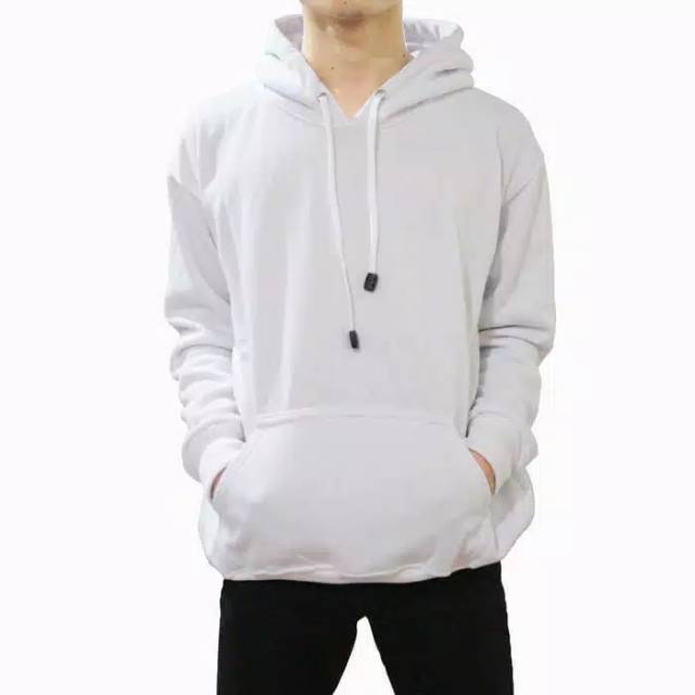 HOODIE POLOS PUTIH M - XXL SWEATER POLOS PRIA WANITA