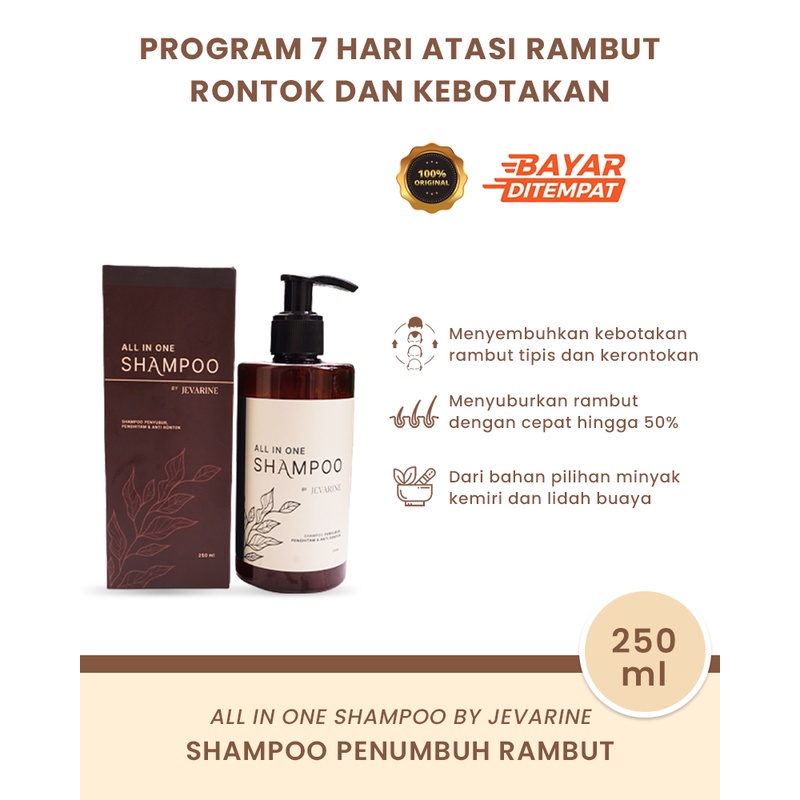 Shampo Jevarine All In One Shampoo Original Jevarine Efektif Menumbuhkan Rambut - Shampoo Anti Rontok, Penyubur Rambut, Penghitam Rambut, Penghilang Ketombe, Anti Ketombe, Anti Uban, Penghilang Uban, Mengilangkan Uban, Hitam Alami