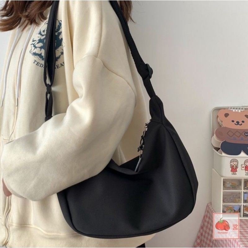 Rizkibag Crish Tas Selempang Polos Slingbag Wanita Remaja Cute Korean