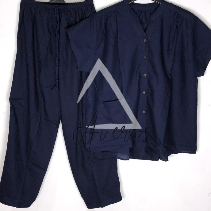 Jumbo Baju Tidur Wanita Piyama Setelan Rayon Cp Celana Panjang - Polos