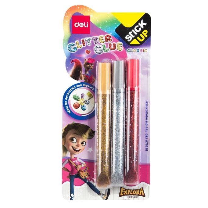 

LEM GLITER DELI SET 3 WARNA 12 ML GLITTER GLUE NEON & BASIC COLOUR