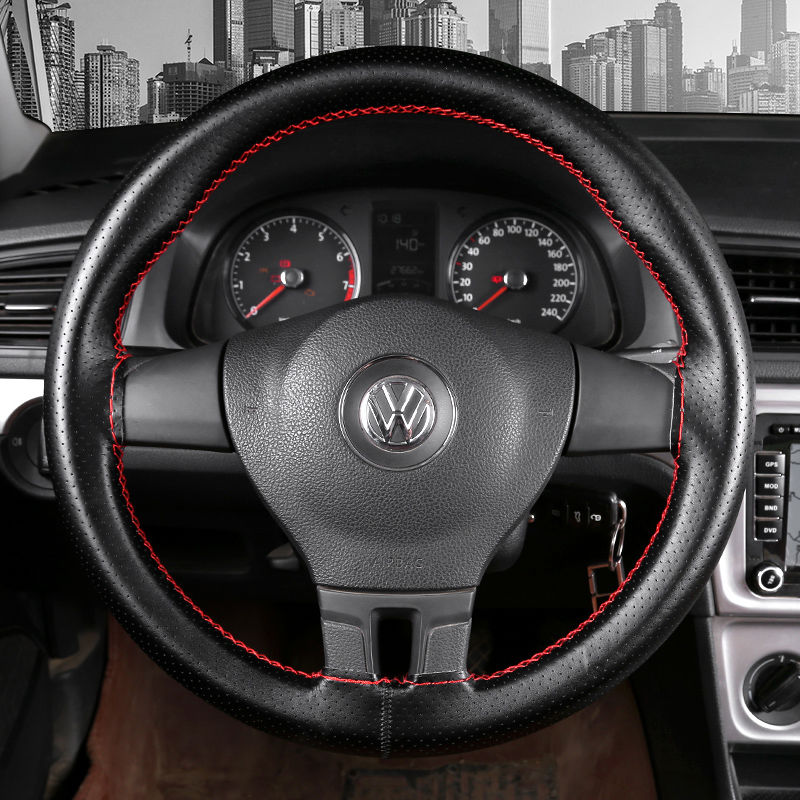 Steering Wheel Soft Auto Car Steering Wheel Cover Dengan Jarum Dan Benang Buatan Kulit Penutup Tekstur Styling Mobil