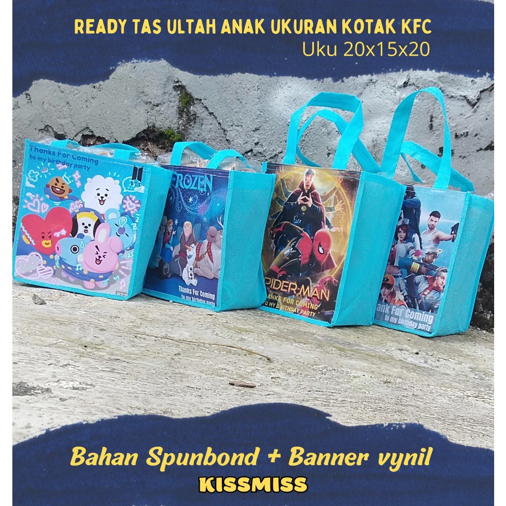 

READY GOODIEBAG TAS SOUVENIR ULANG TAHUN ANAK UKURAN KOTAK PAPER LUNCH/MIKABENTO