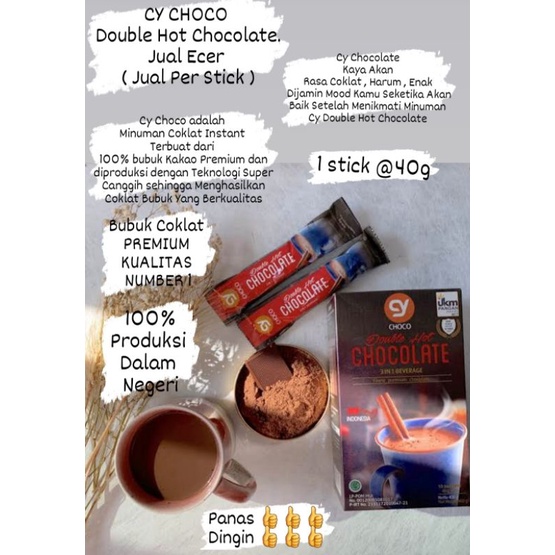 

40G CY DOUBLE HOT CHOCOLATE ECER MINUMAN COKLAT INSTANT CY CHOCO 40GR