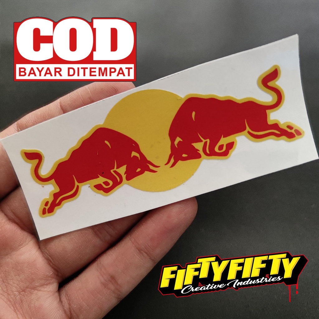 Stiker Print Cut REDBULL Stiker Printing Laminasi Glossy Tahan Air Stiker Motor Mobil Helm Sudah Membentuk Pola Desain