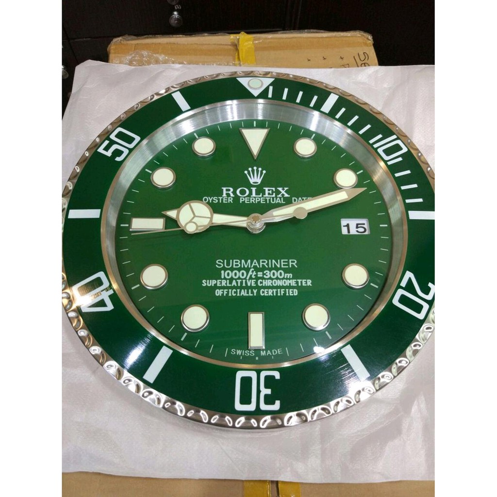 Jam Dinding Rolex Oyster Perpetual Date Wall Clock Dial Green Shopee Indonesia