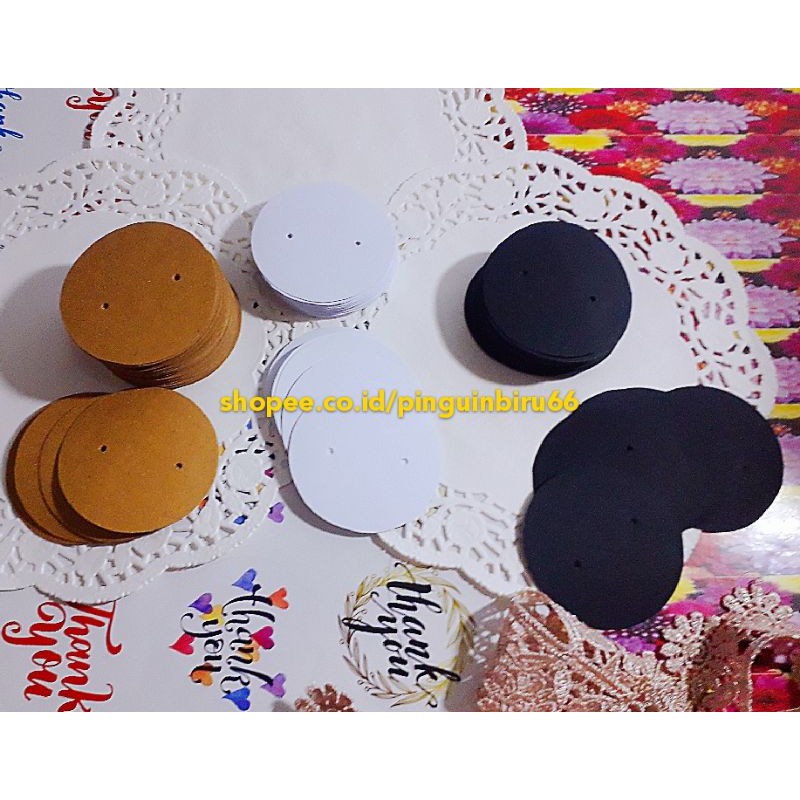 

hang tag anting2/giwang polos 3 warna . mode circle / 30 pcs .kraft TEBAL