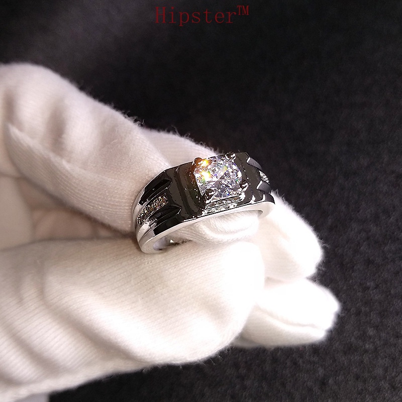 European and American Fashion Exaggerated Domineering Inlaid Square Diamond Ring