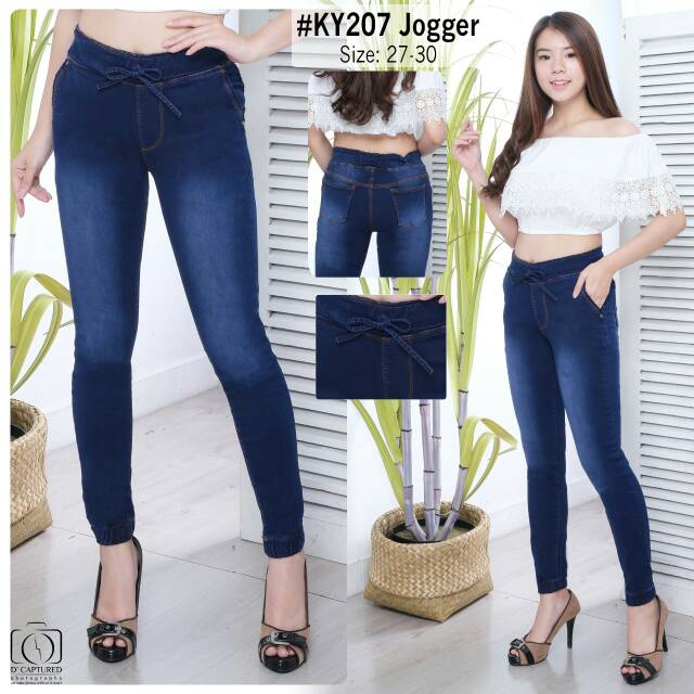 Celana Jeans Jogger/ Celana Joger / Celana Pinggang Karet / Celana Kaki karet / Celana Korea Terbaru