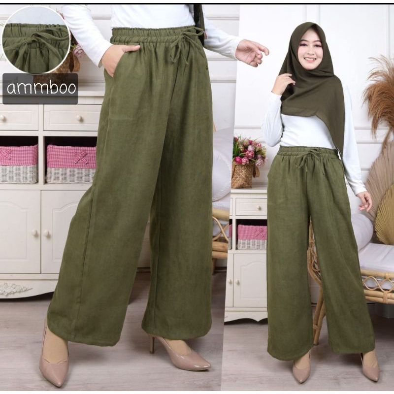 Celana Kulot Wanita Bahan Linen Crinkle - Celana Panjang Wanita Jumbo