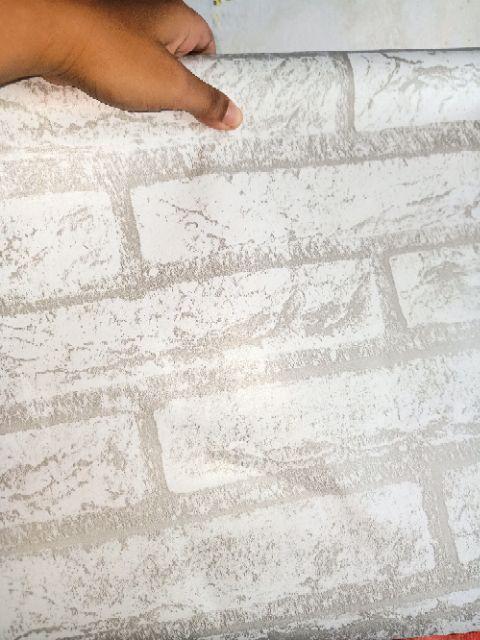 Grosir Murah - Wallpaper Sticker Dinding Motif Batu Bata Putih Minimalis Modern Dekorasi Ruangan 10m