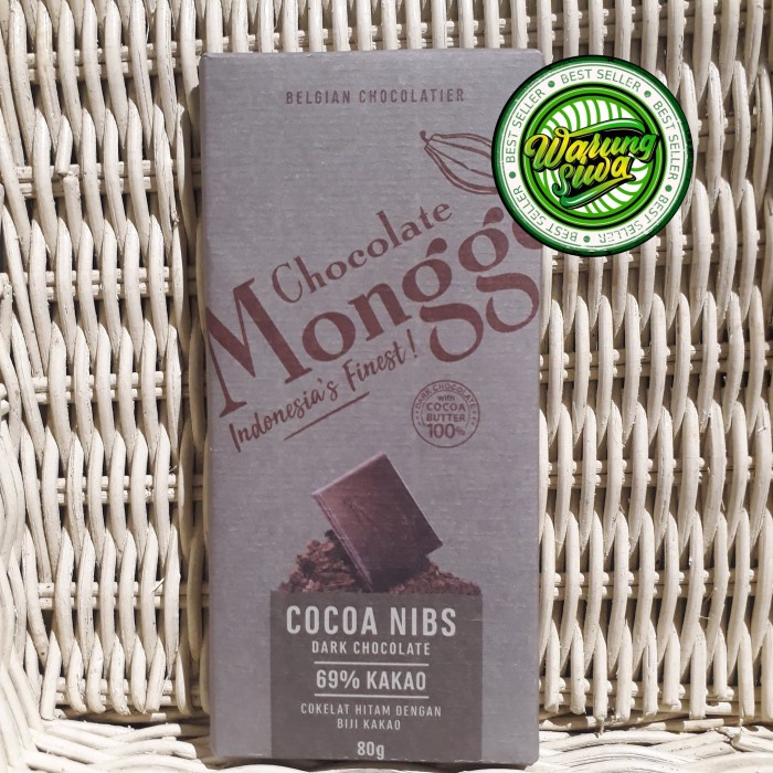 

monggo cocoa nibs dark 69% - coklat hitam dengan biji kakao 80 gram