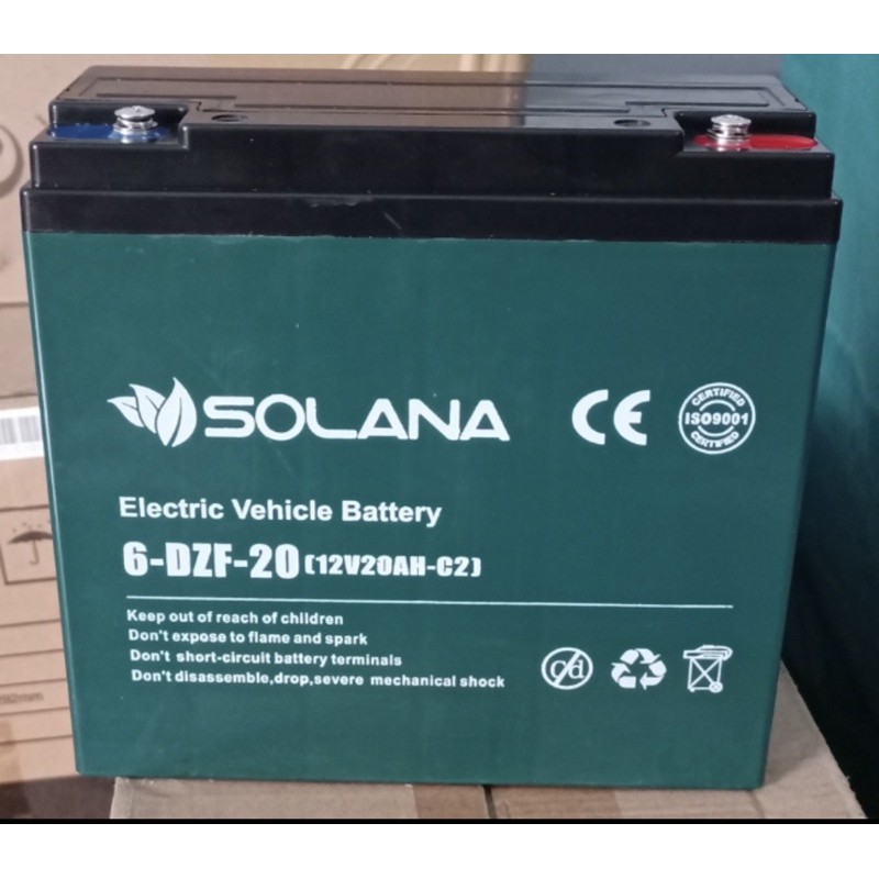 aki baterai sepeda listrik solana 12v 12 v 20ah 20ah 6dzm20 6dzf20