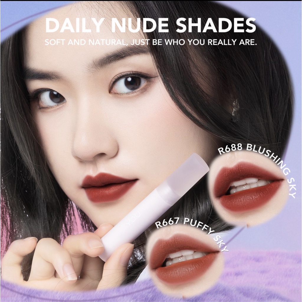 YOU Cloud Touch Fixing Lip Tint [Soft Velvet Finish Lip Stain | Korean Style Lipstik Bibir | Melembapkan Tahan Lama liptint]