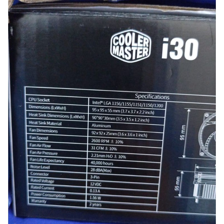 COOLER MASTER i30 FAN Processor Intel LGA 1150 1155 1156 1150 1151 115x ORIGINAL