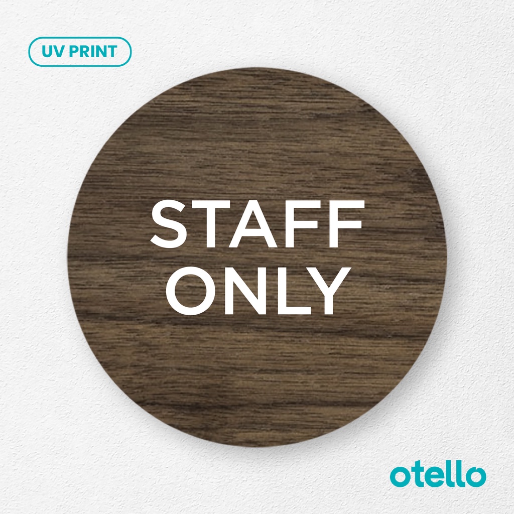 Signage Staff Only Sign Board Kayu Wooden Papan Label Khusus Karyawan Sticker Tempel Kantor Office