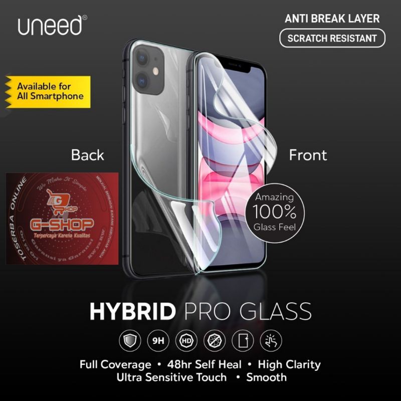 Tempered glass-TG-Redmi Note 9 Pro-Uneed-Hybrid Pro Double Protect 2x-Screen Protector