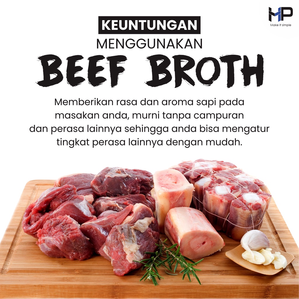 Kaldu sapi murni Beef Broth (500g) - Perasa Sapi Halal / Extrak Sapi (Lebih kuat dari Royco / masako / knorr)