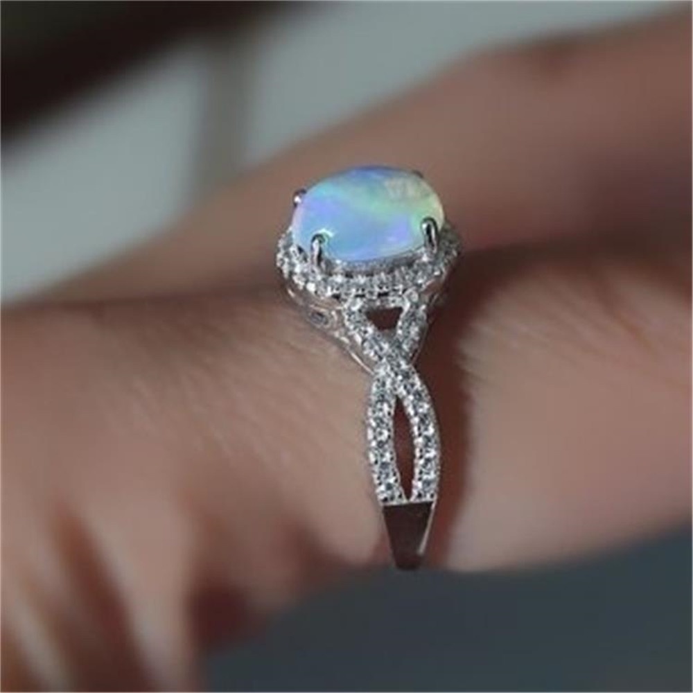 New Arrivals Fashion Ladies Ring Opal Inlaid Zircon Ring